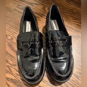 Steve Madden patent platform Glossy Black Loafers 8